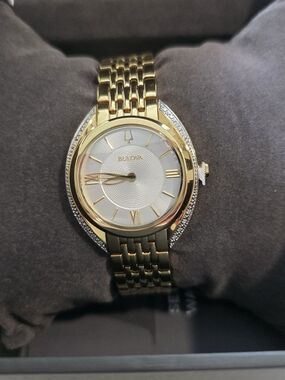 Bulova Gold and Silver-Tone Women's Diamond Accent Bracelet Watch